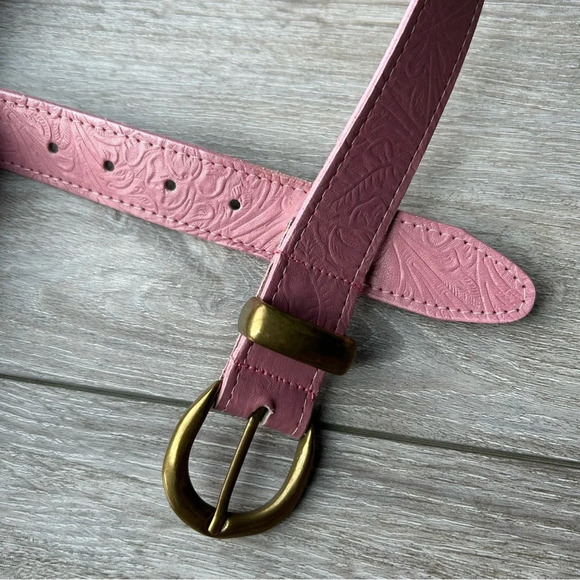 Willow Ridge Pink Suede Embossed Genuine Leather Belt - Picture 12 of 16